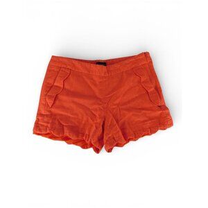 Cynthia Rowley Shorts Womens 6 Orange Linen Blend Scallop Hem Chino Casual